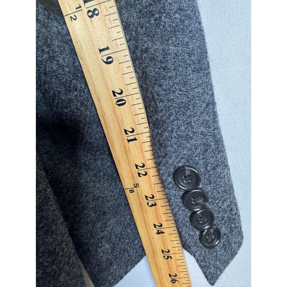 J Crew Abraham Moon Mens 38R Grey Wool Blazer Sport Coat Elbow Patches British - Picture 8 of 10
